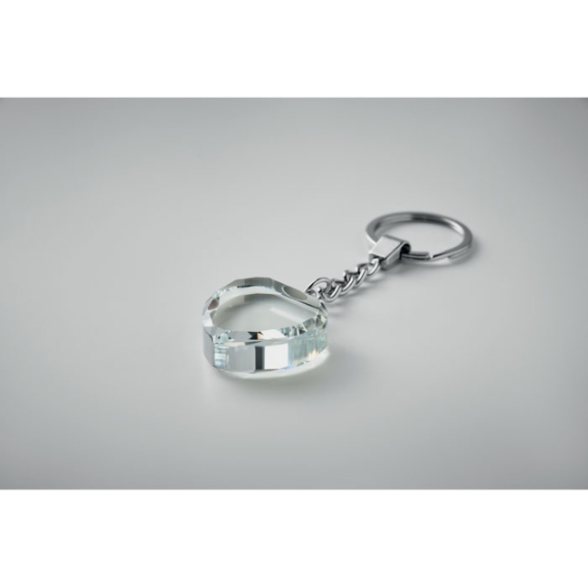 Glass heart award key ring