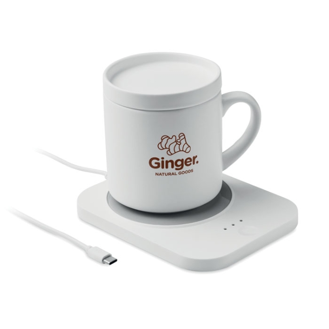 Wireless charger mug warmer set