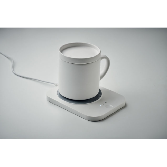 Wireless charger mug warmer set