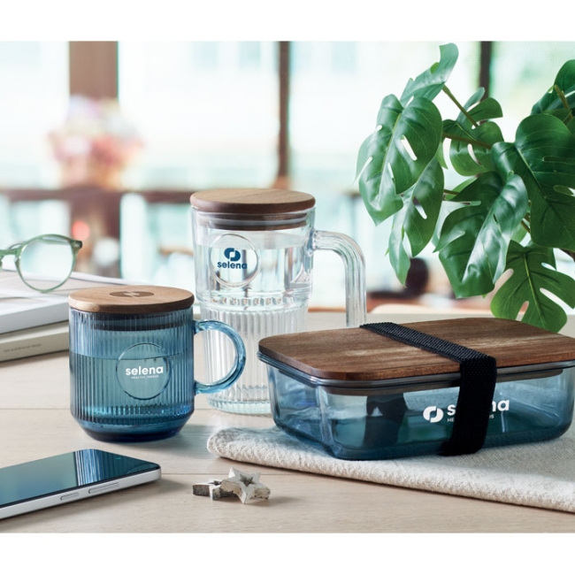 Ribbed glass mug 300ml