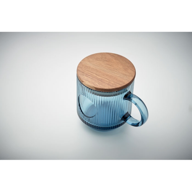 Ribbed glass mug 300ml