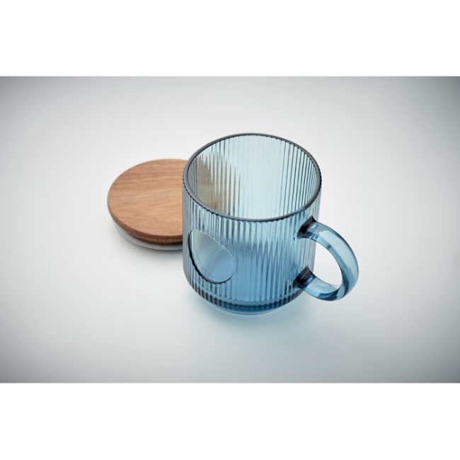 Ribbed glass mug 300ml