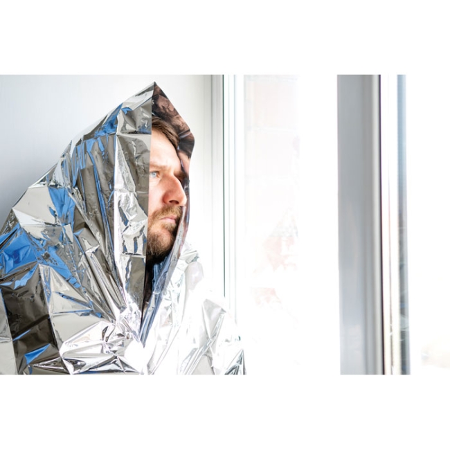 Emergency blanket in a pouch