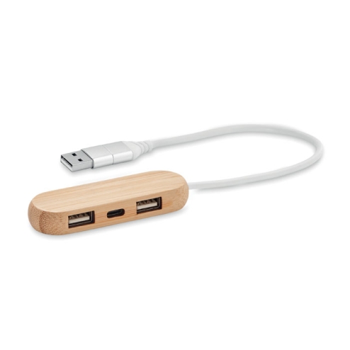 Hub USB 3 ports  câble 2 en 1