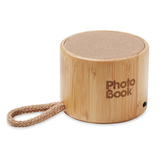Round bamboo wireless speaker
