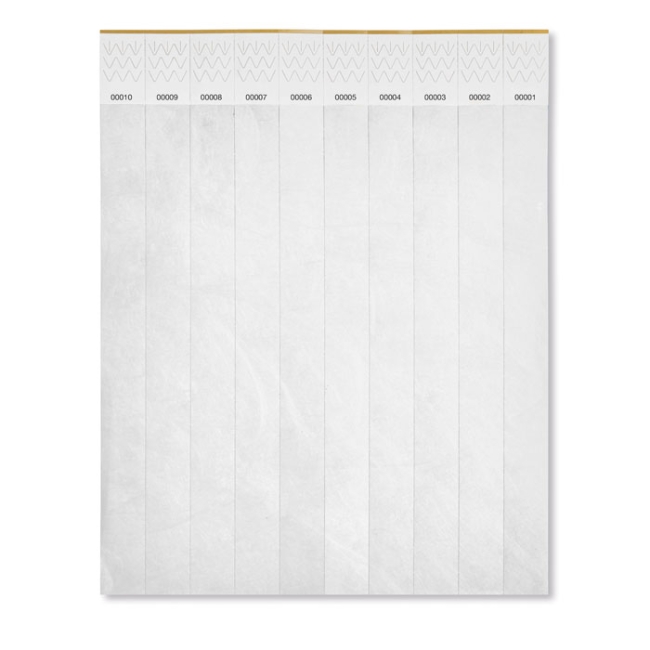 One sheet of 10 wristbands