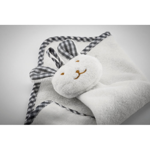 Serviette lapin en peluche