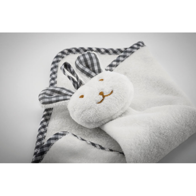 Serviette lapin en peluche