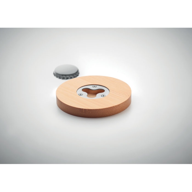 Bamboo bottle opener/ coaster