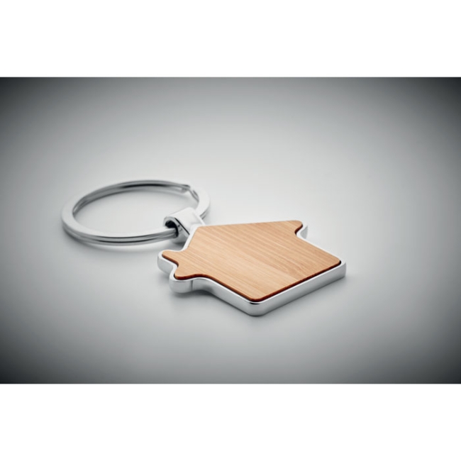 Porte-clés maison métal bambou