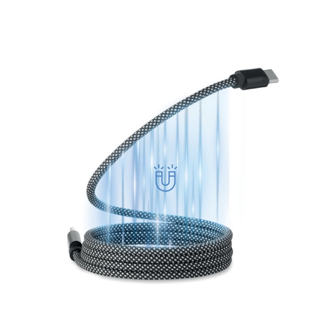 Braided magnetic cable in RPET