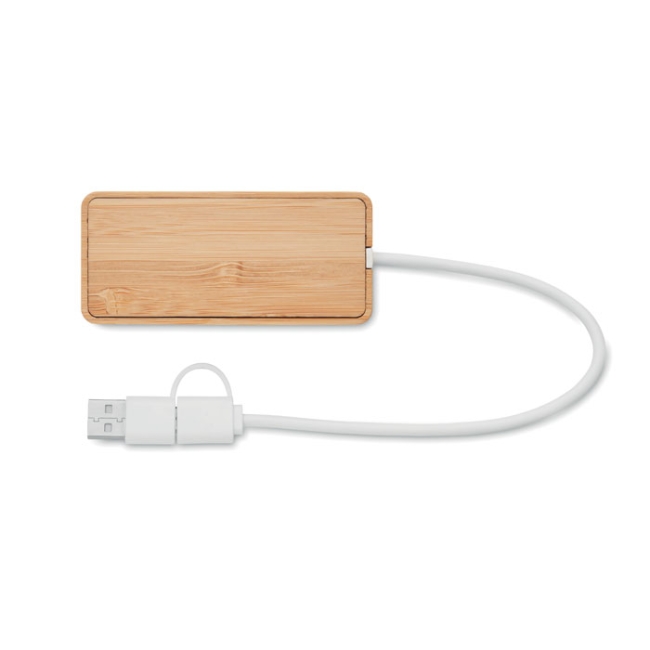 Hub USB 3 ports en bambou