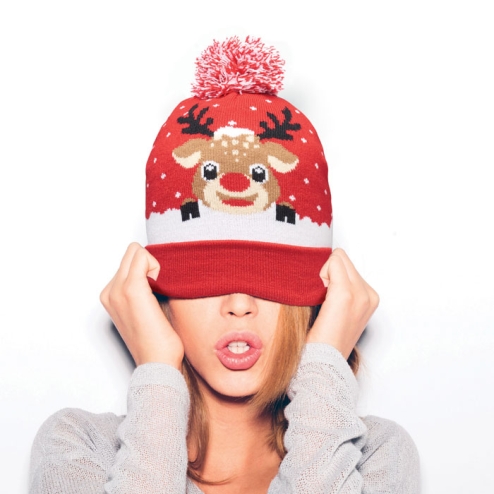 Bonnet à pompon tricoté