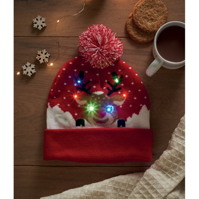 Bonnet de Noël tricoté avec LED