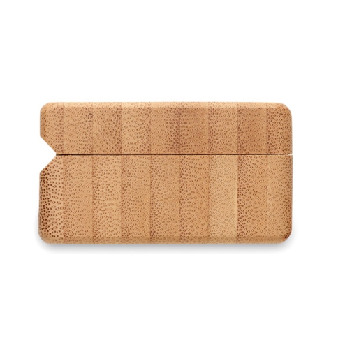 TWS earbuds in bamboo case