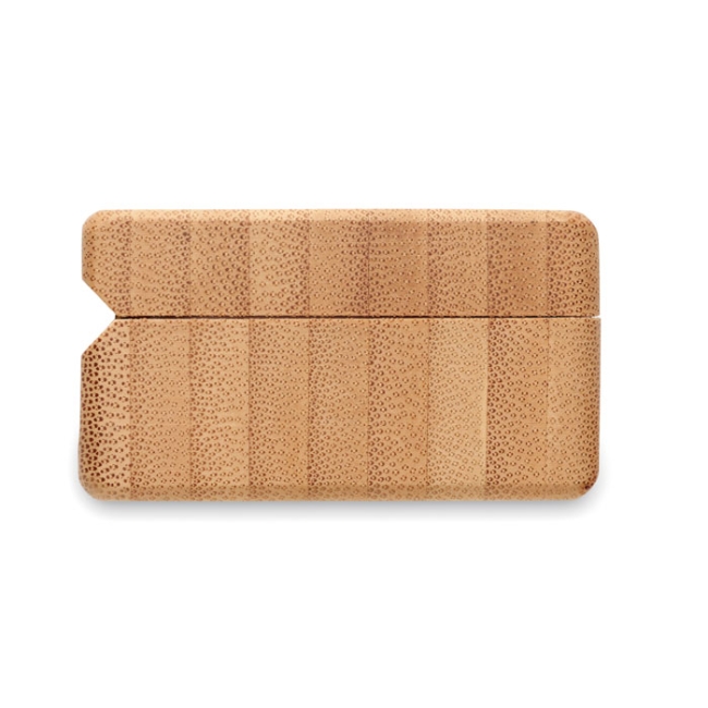 TWS earbuds in bamboo case