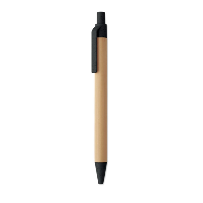 Push button ball pen in bamboo