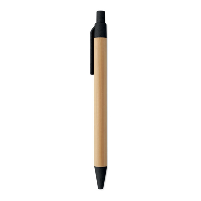 Push button ball pen in bamboo
