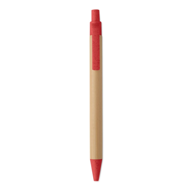 Push button ball pen in bamboo