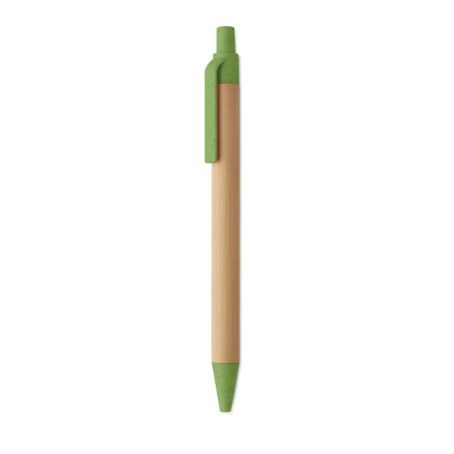 Push button ball pen in bamboo