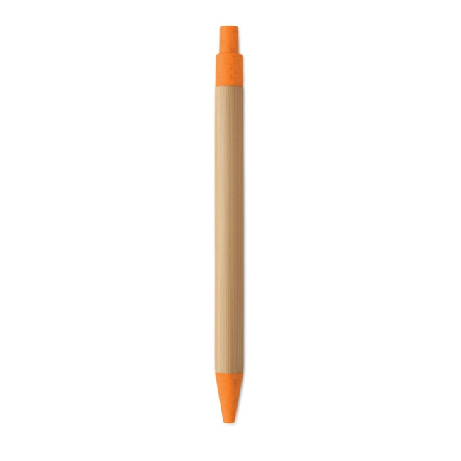 Push button ball pen in bamboo
