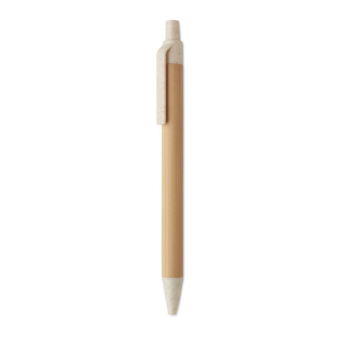 Push button ball pen in bamboo
