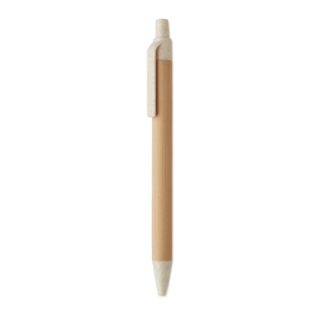 Push button ball pen in bamboo