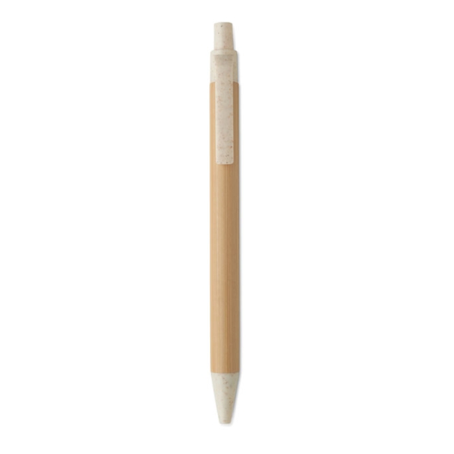 Push button ball pen in bamboo