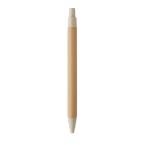 Push button ball pen in bamboo