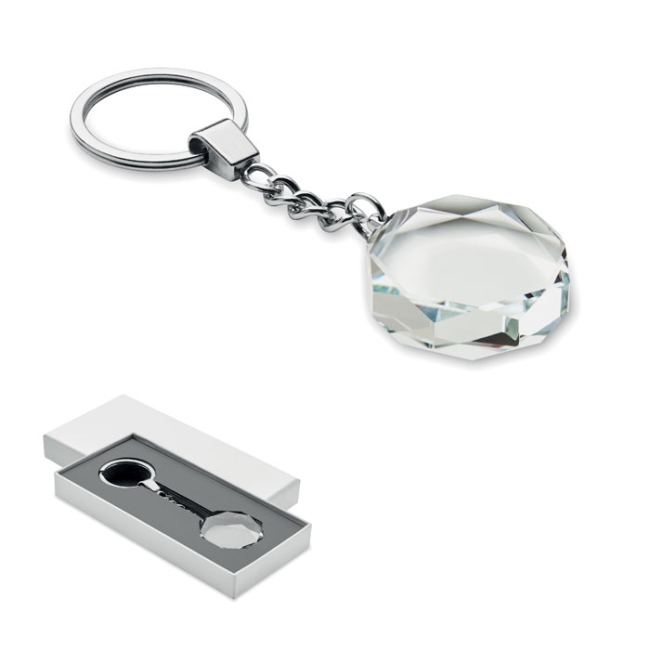 Glass round award key ring