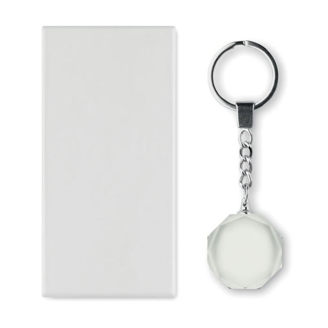 Glass round award key ring