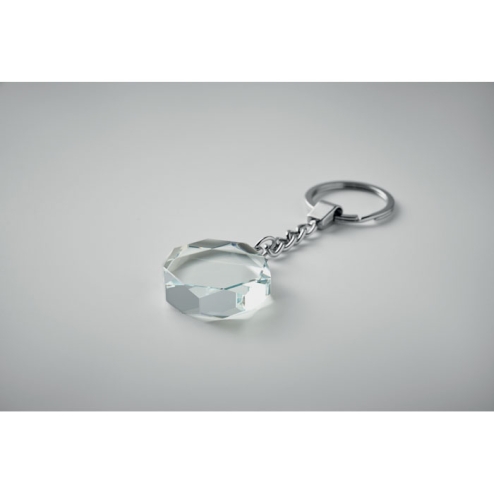 Glass round award key ring